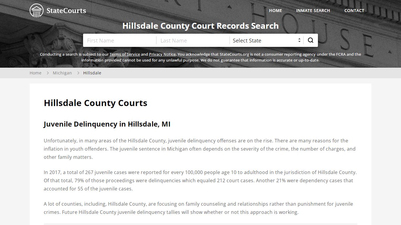 Hillsdale County, MI Courts - Records & Cases - StateCourts