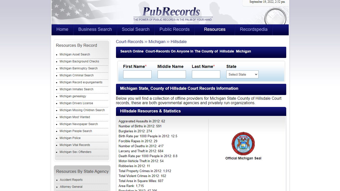 Hillsdale County, Michigan Court Records - Pubrecords.com